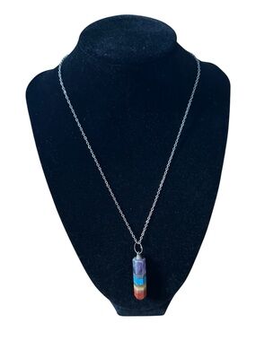 Vintage Multi-Color Chakra Stone Pendant Necklace